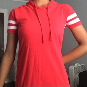 Long red hoodie dress